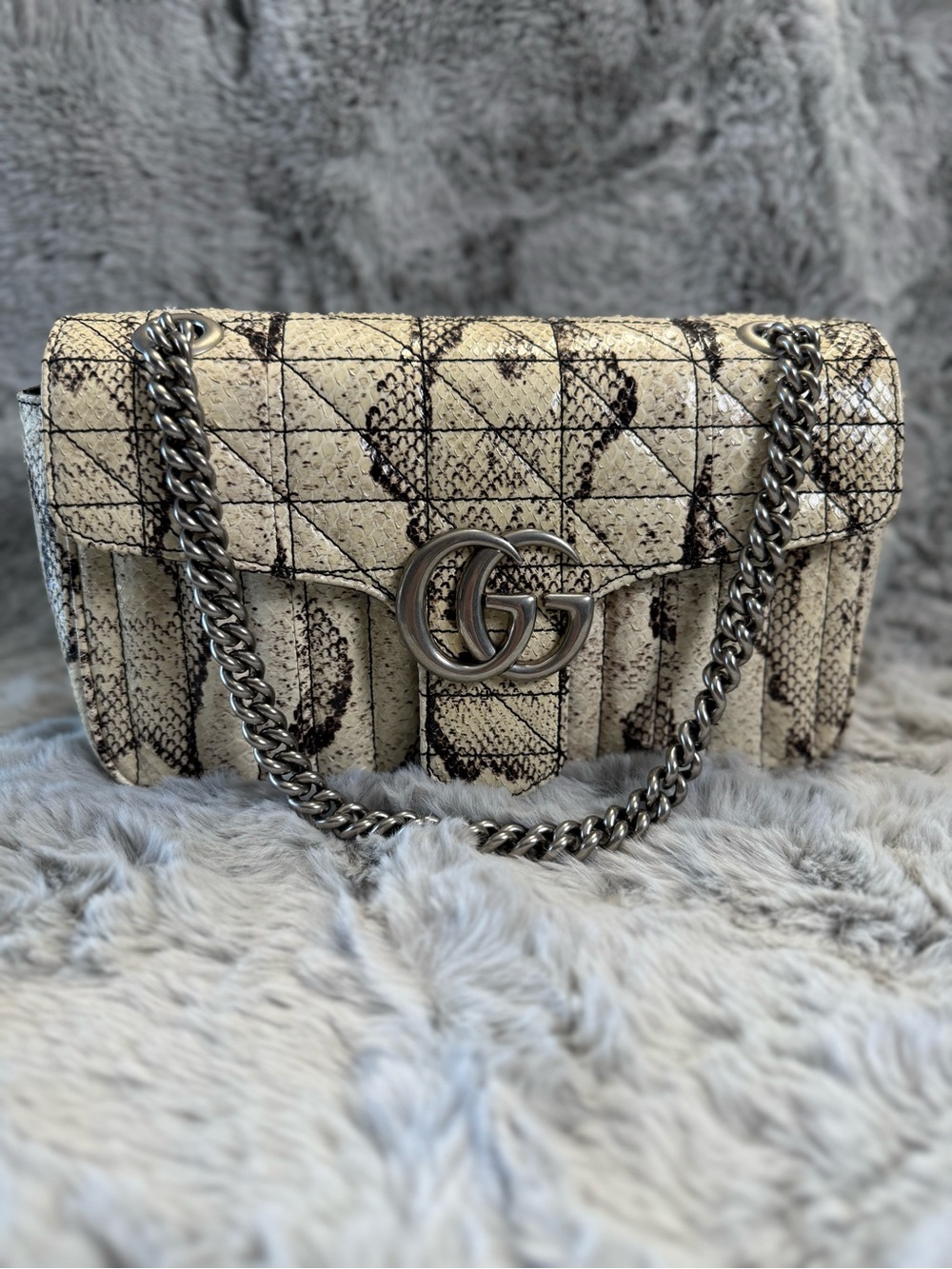 Gucci GG Marmont Small Python Shoulder Bag